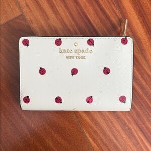 Kate Spade Cream Wallet with Red Ladybugs